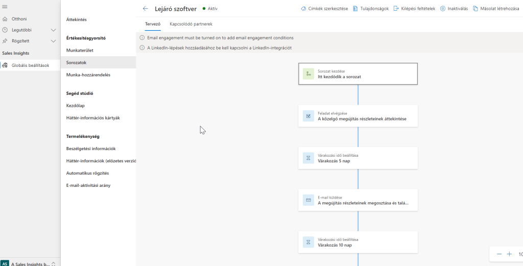 A Sales Insights beállításai - Sorozatok - Microsoft Dynamics 365